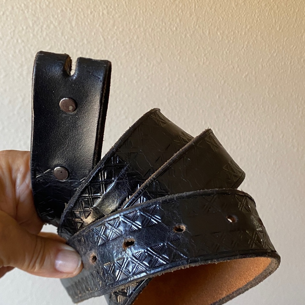 Genuine Leather Belt Size 38 Black Embossed | Buckle Not Included